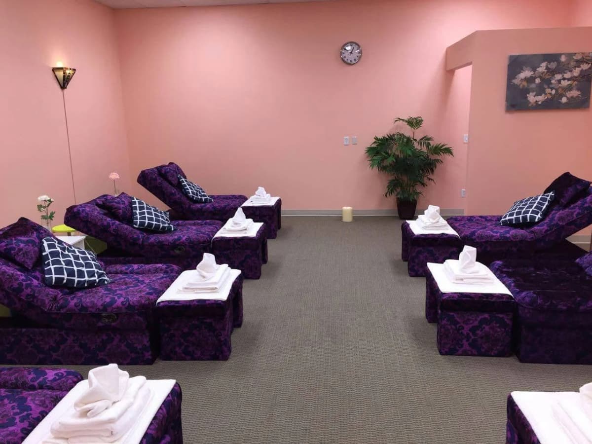 Aromatherapy massage serene dimmable lighting suite Zen spa editorial photo 39