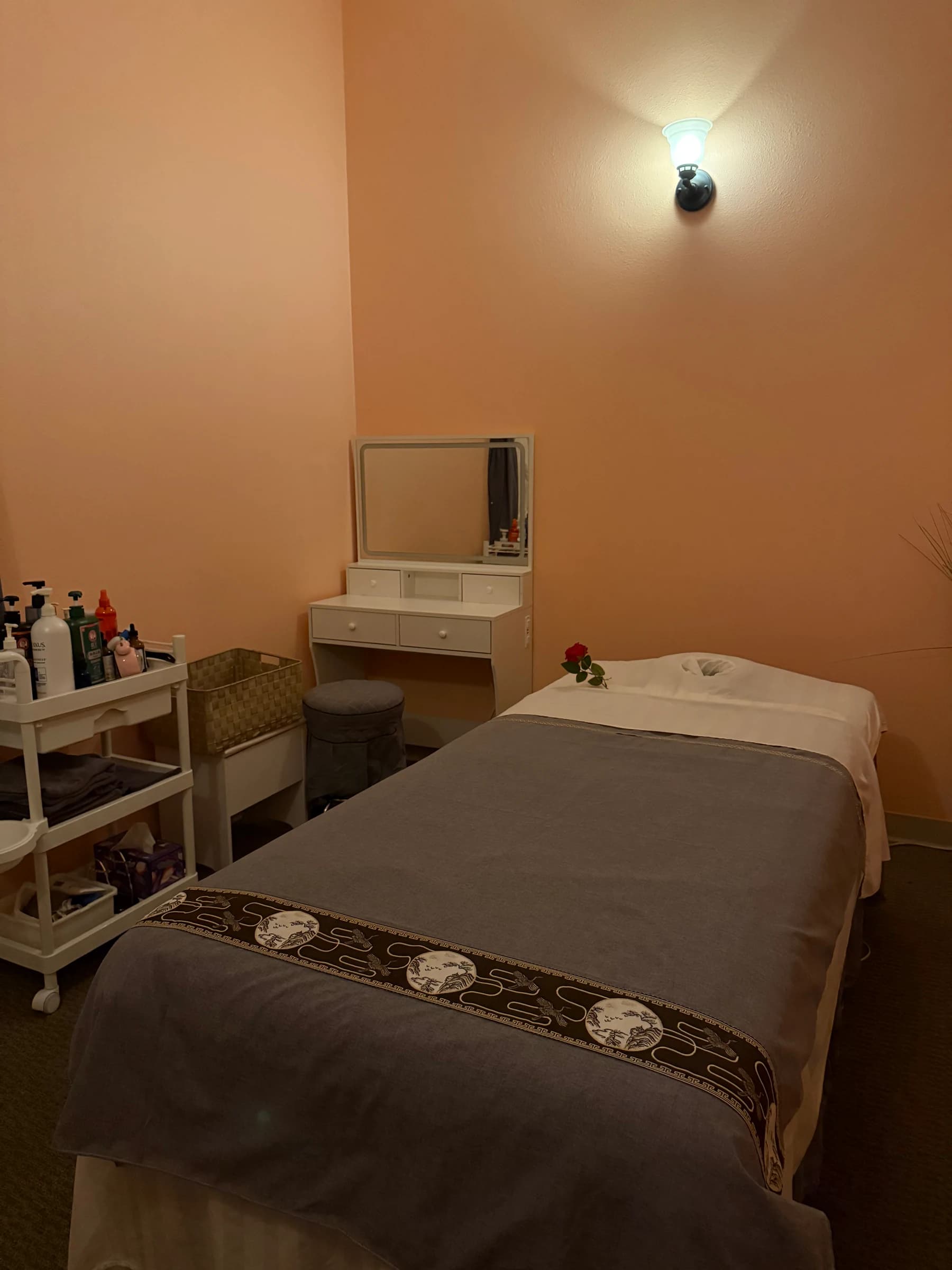 Private Spa Room With Massage Bed And Products
