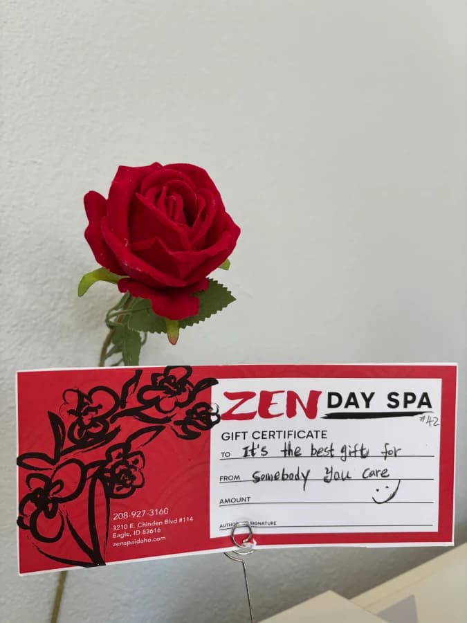Zen Day Spa Branding and Gift Card Display